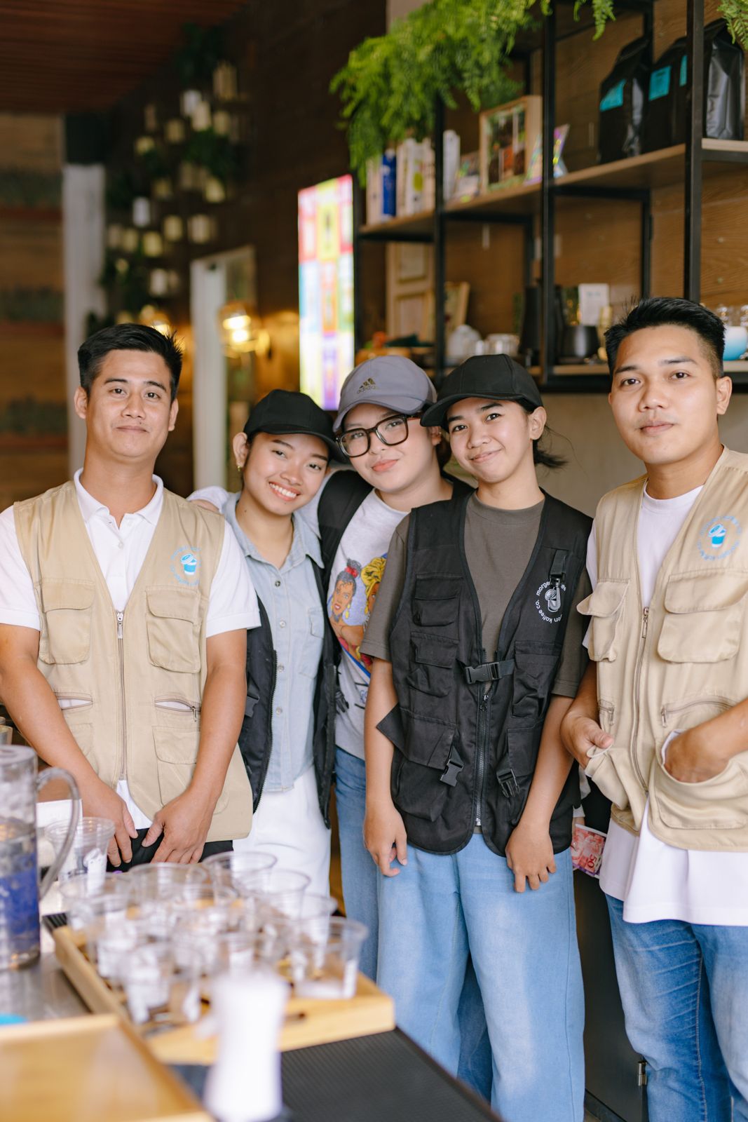 The Morgen crew in uniform at the bar